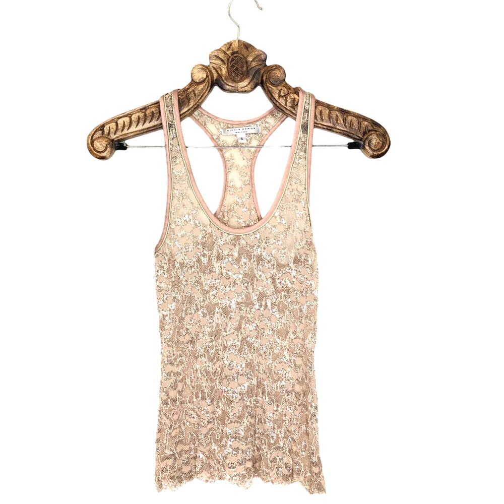 Alexia Admor Metallic Tinsel Shiny Lace Racerback Small